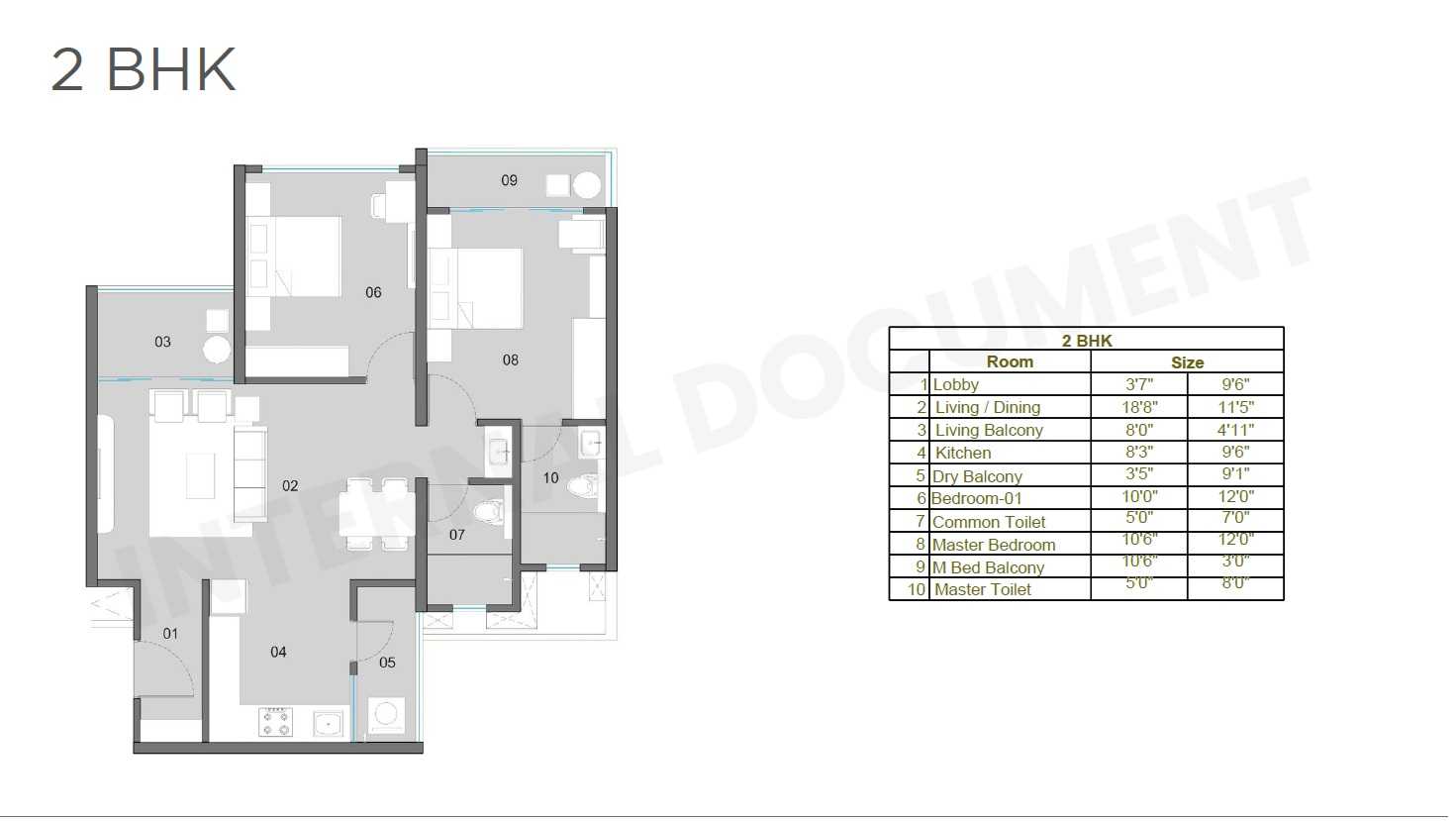 Vyana 2 BHK Unit Plan