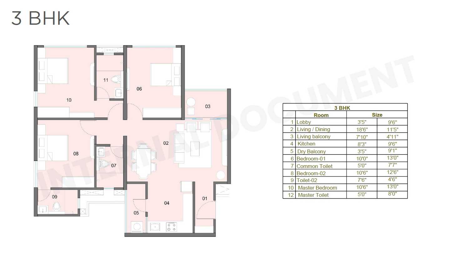 Vyana 3 BHK Unit Plan